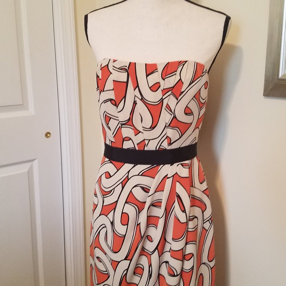 The Limited strapless pleated orange drape front